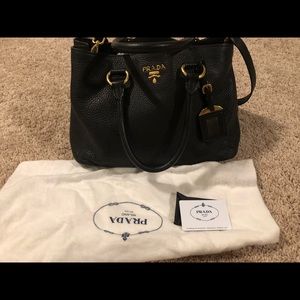 Authentic Black Prada Vitello Daina Leather Bag